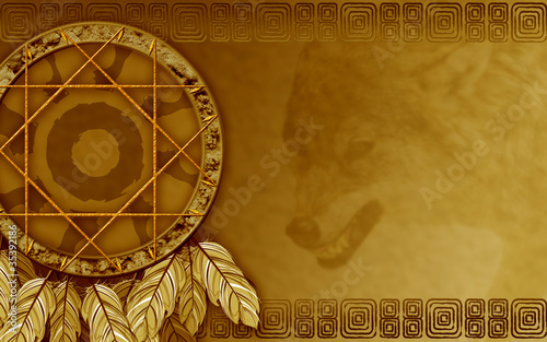 American dreamcatcher with wolf