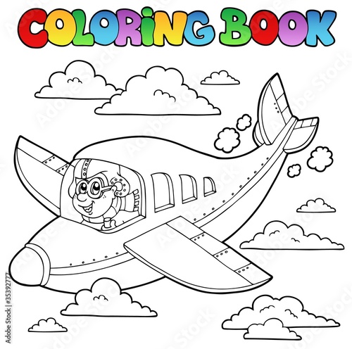 Coloring book with cartoon aviator