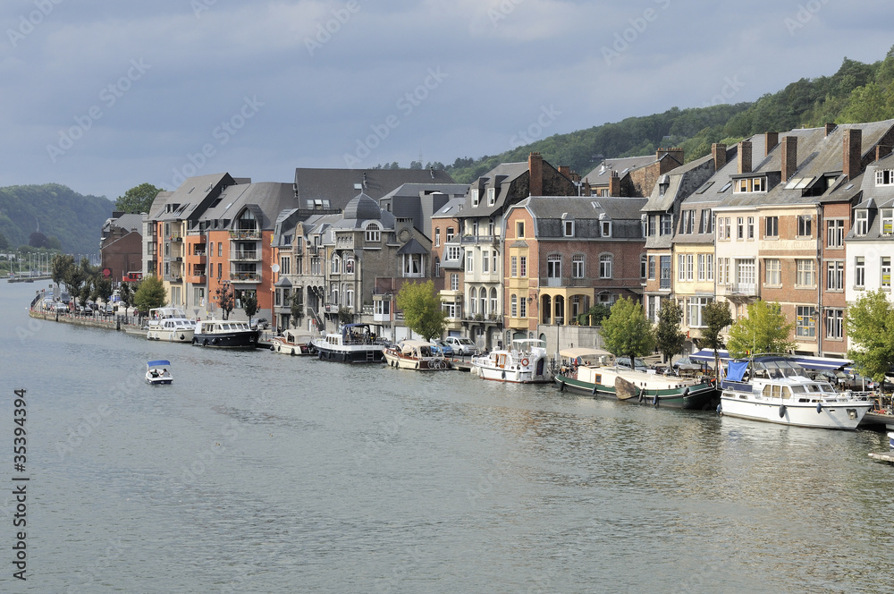 houses and boats on meuse, dinant
