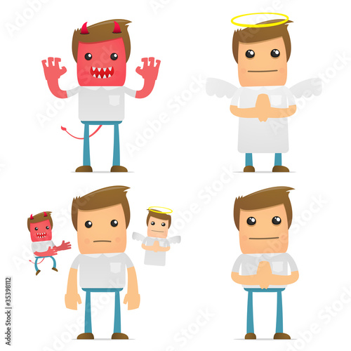 set of funny cartoon casual man