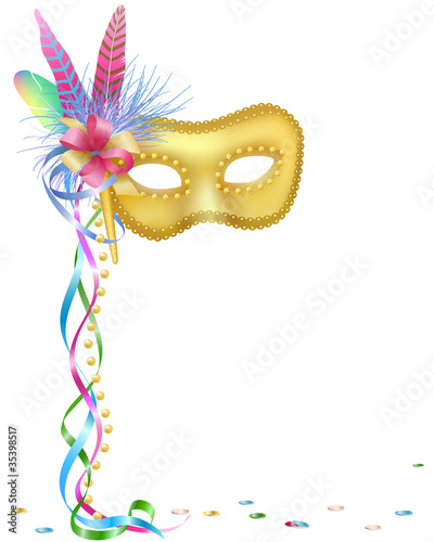 Carnival or Mardi Gras mask isolated on white.