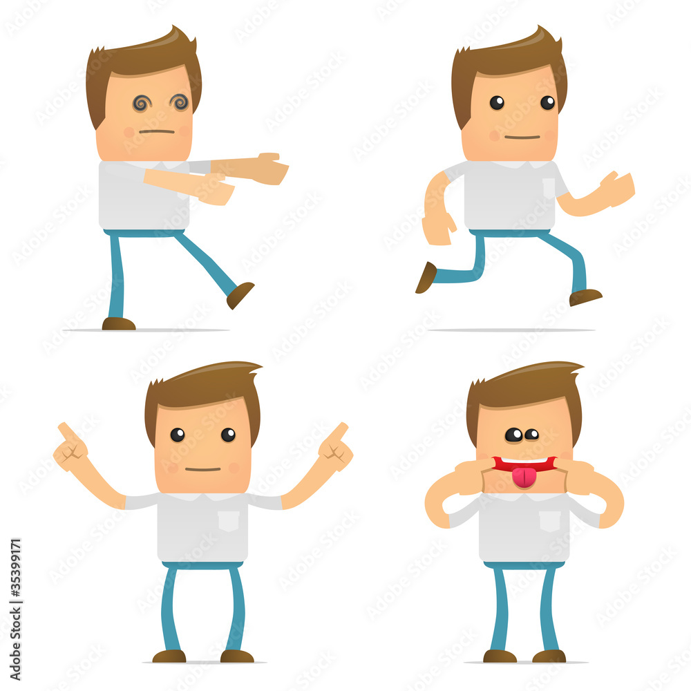 set of funny cartoon casual man set of funny cartoon casual man