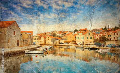 canal in Vrboska, Croatia photo