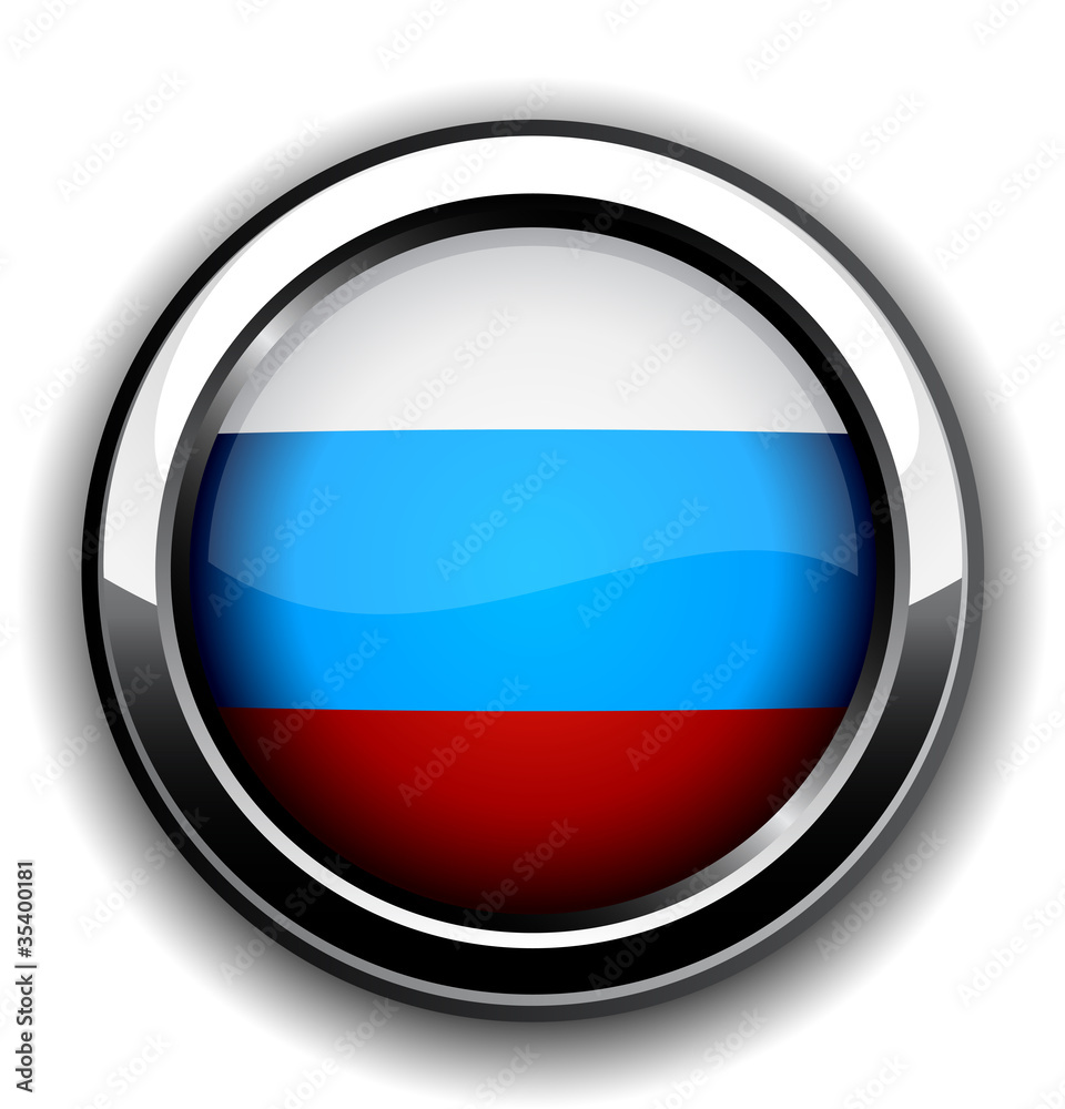 Russian flag button. Russian flag button.