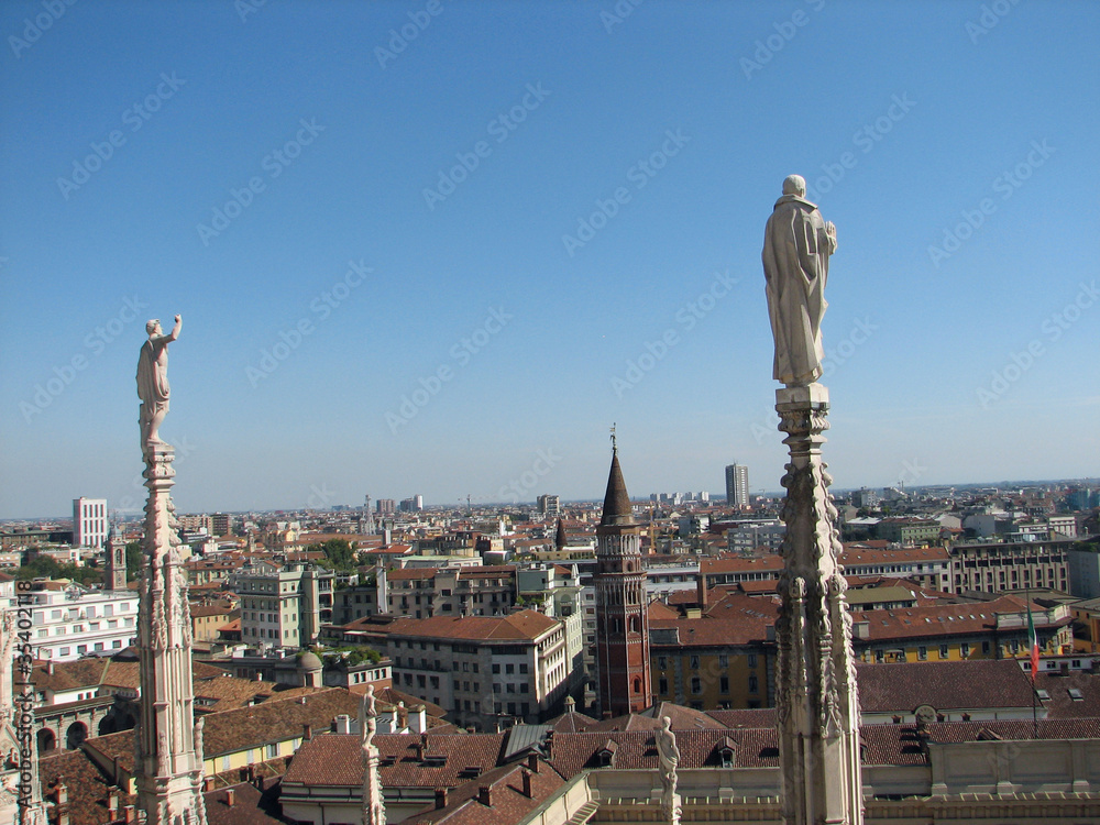 Milan panorama view from the top of the Duomo