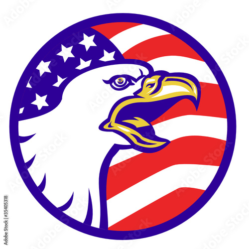 American Bald Eagle stars and stripes flag