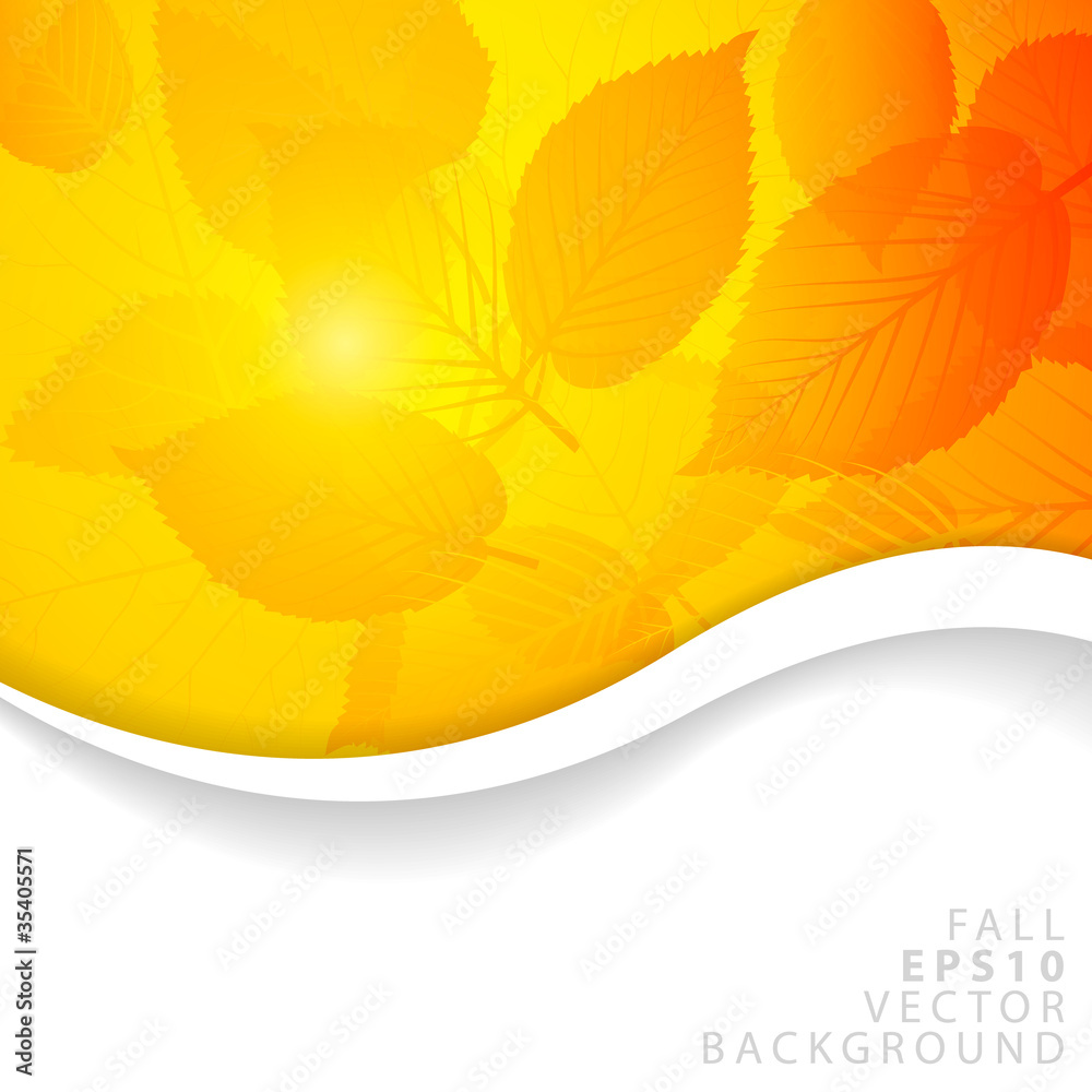 Fototapeta premium Vector Autumn yellow abstract floral background