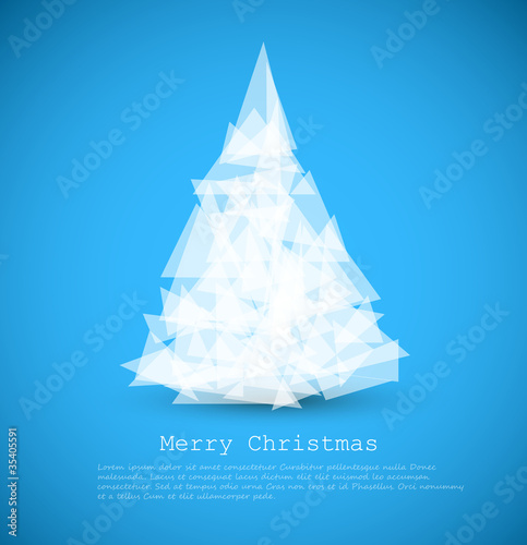 Vector modern card with abstract white christmas tree