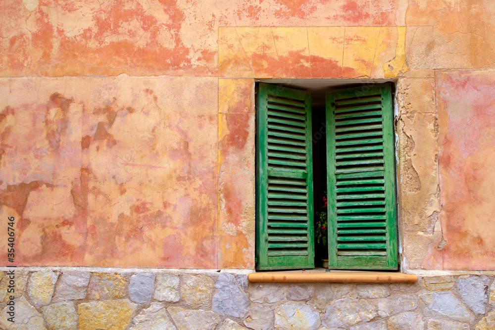 Majorca traditional wood windows mallorquina shutters