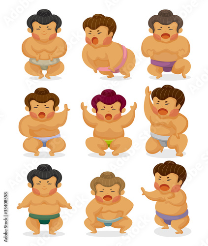 cartoon Sumo wrestler icons