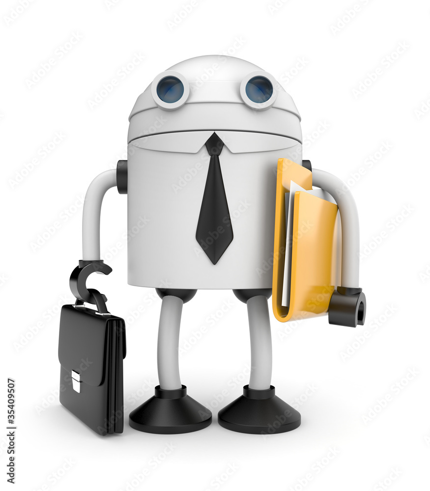 Robot businessman with folder Robot businessman with folder