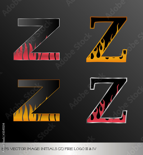 eps Vector image: initials (z)  metallic fire logo Ⅲ＆Ⅳ