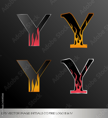 eps Vector image: initials (y)  metallic fire logo Ⅲ＆Ⅳ