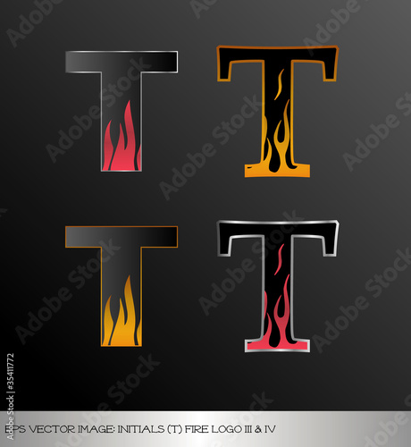 eps Vector image: initials (t)  metallic fire logo Ⅲ＆Ⅳ