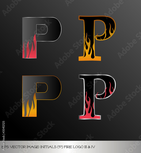 eps Vector image: initials (p)  metallic fire logo Ⅲ＆Ⅳ
