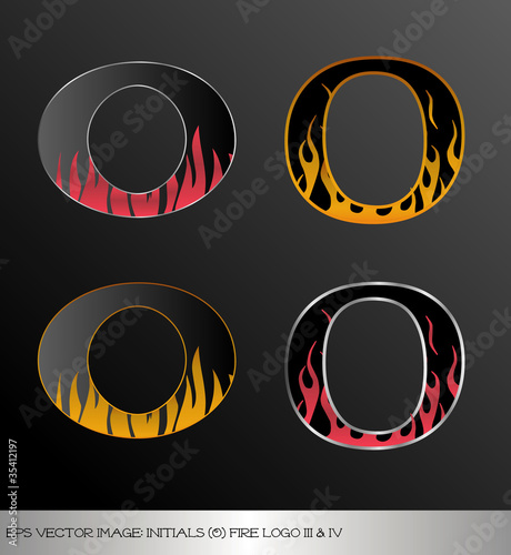 eps Vector image: initials (o)  metallic fire logo Ⅲ＆Ⅳ