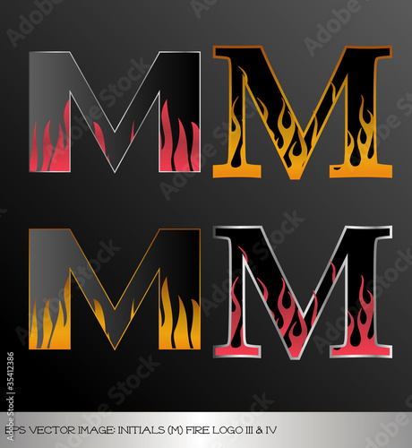 eps Vector image: initials (m)  metallic fire logo Ⅲ＆Ⅳ