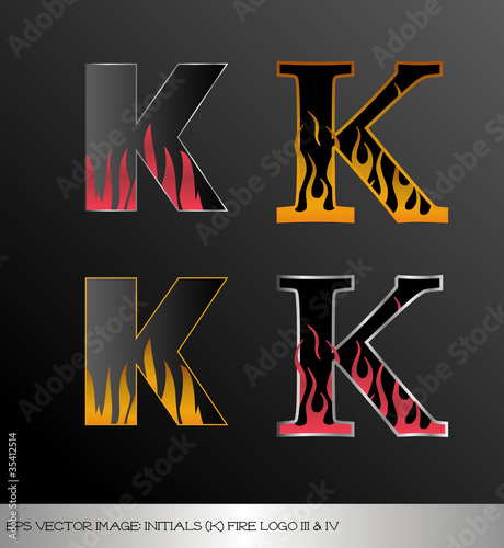 eps Vector image: initials (k)  metallic fire logo Ⅲ＆Ⅳ