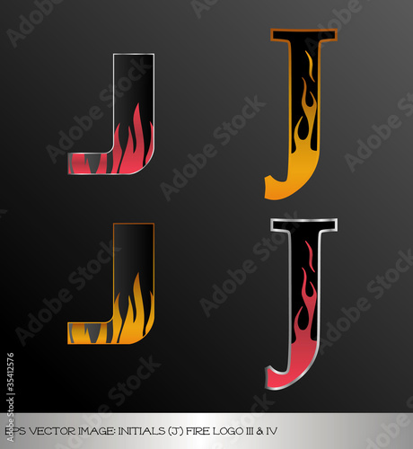 eps Vector image: initials (j)  metallic fire logo Ⅲ＆Ⅳ