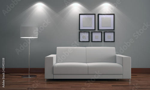 3d Divano in interno con quadri