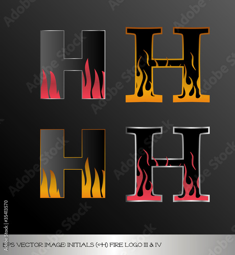 eps Vector image: initials (h)  metallic fire logo Ⅲ＆Ⅳ