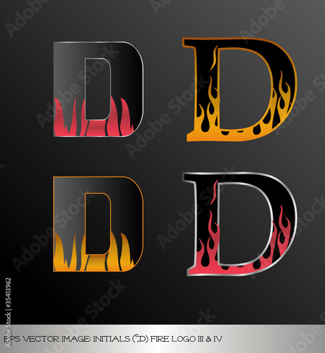 eps Vector image: initials (d)  metallic fire logo Ⅲ＆Ⅳ