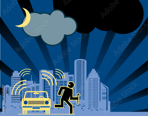 Car alarm background, vector illustration