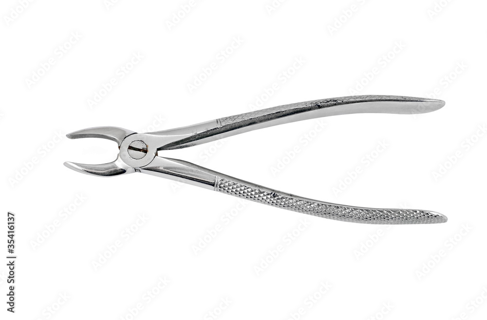 Dental pliers tool, isolated on white background Dental pliers tool, isolated on white background