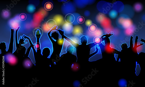 Colorful party people silhouettes