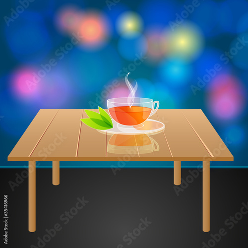 illustration of cup of tea on table