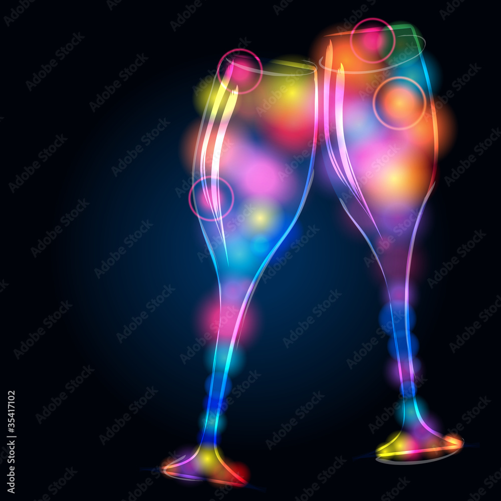 Naklejka premium Glittering champagne glasses