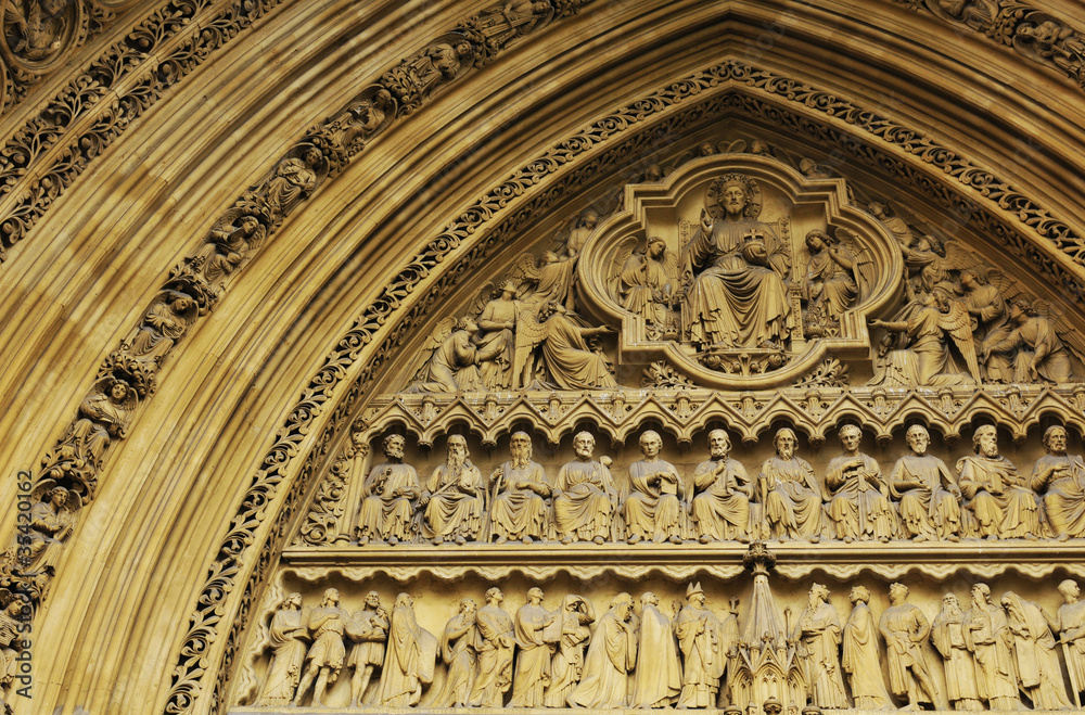 Architectural detail of Westminster Abbey in London, UK