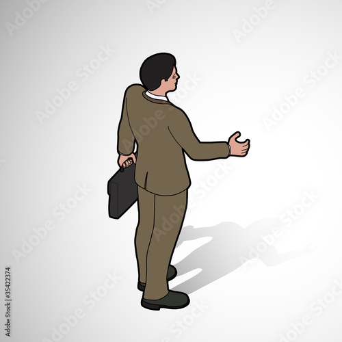 Isometric man shaking hand