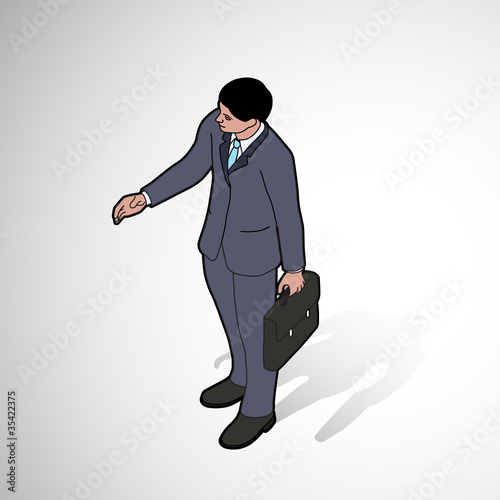 Isometric man shaking hand
