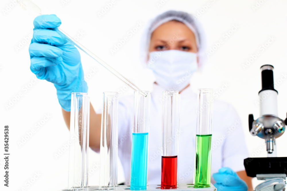 Female scientist in a chemistry laboratory Female scientist in a chemistry laboratory