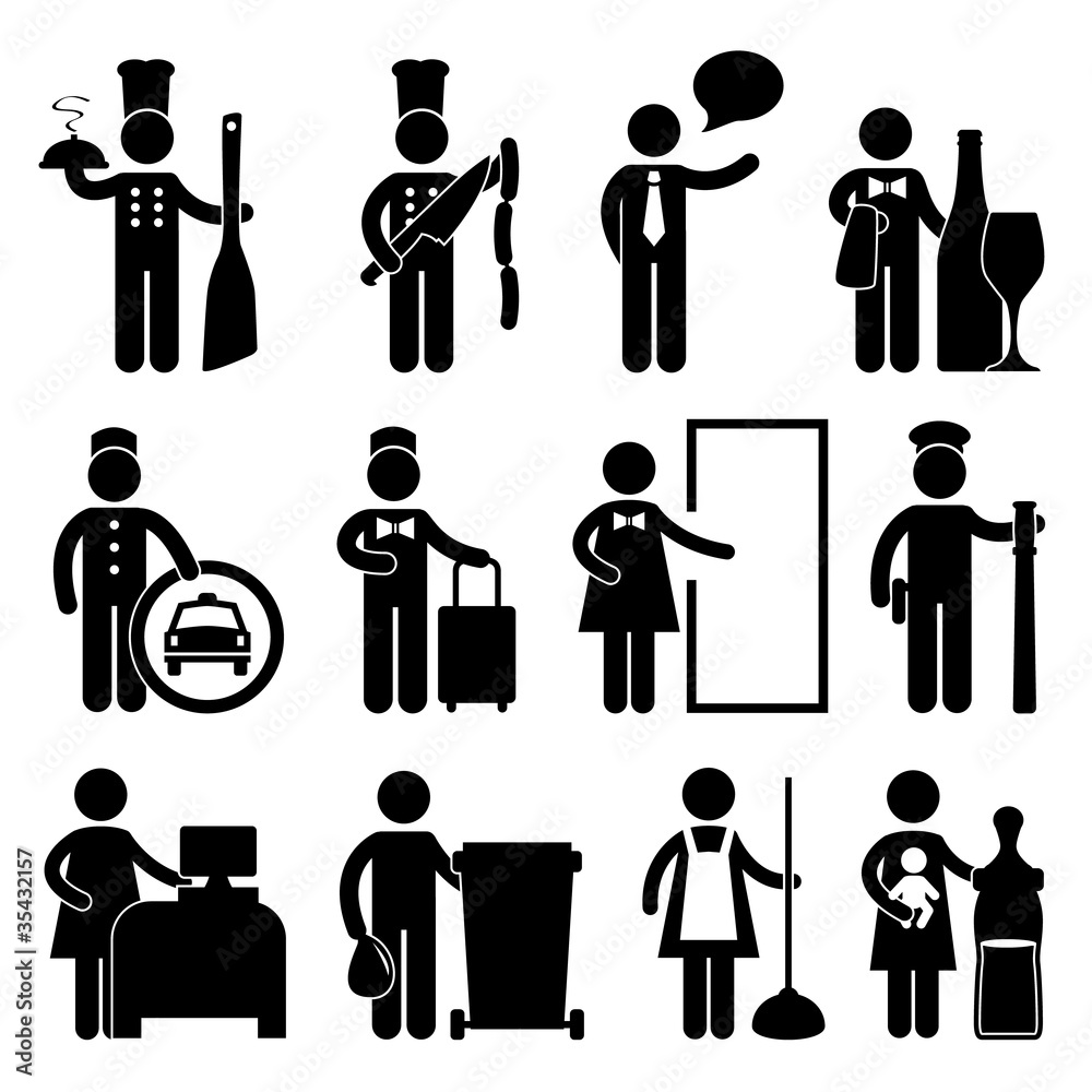 Chef Waiter Butler Taxi Driver Bellman Babysitter Guard Chef Waiter Butler Taxi Driver Bellman Babysitter Guard
