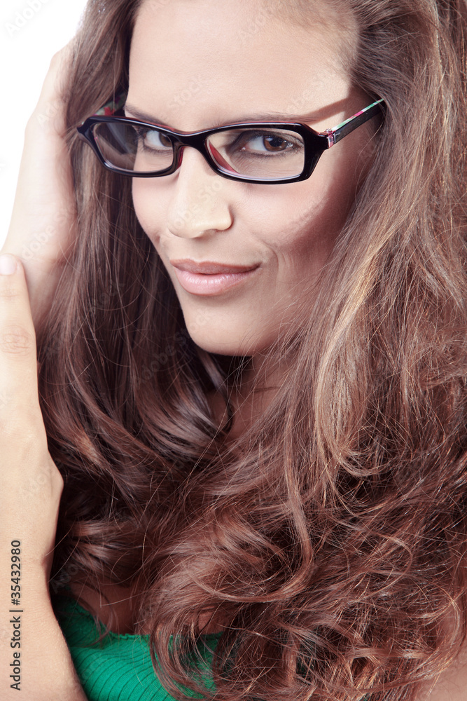 Model Gesicht mit Brille Nahaufnahme Model Gesicht mit Brille Nahaufnahme