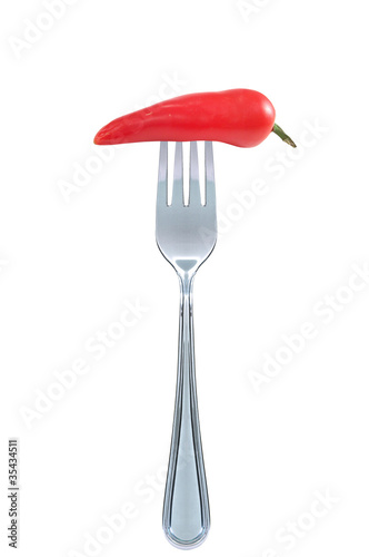 red chili on fork