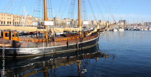 old sailing ship in port of barcelona, Port Well, spain