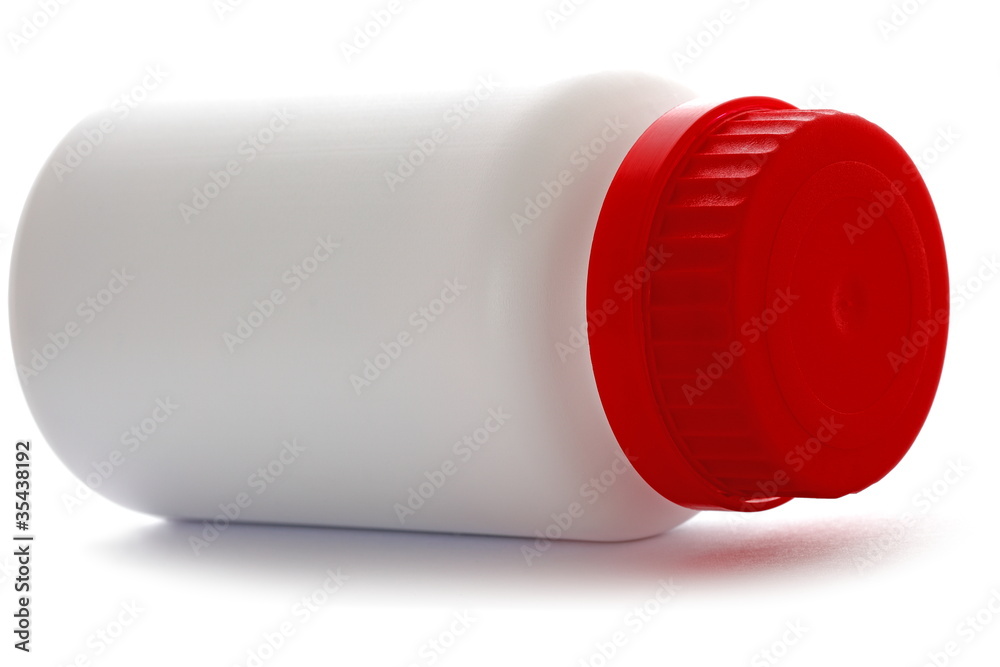 Small plastic container with pills Small plastic container with pills