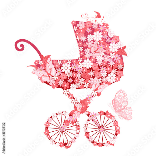 Stroller of flowers for girls