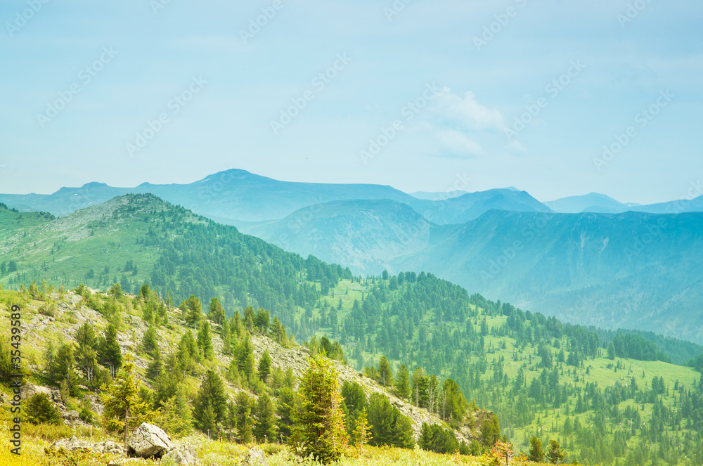 Beautiful mountain landscape with the blue sky