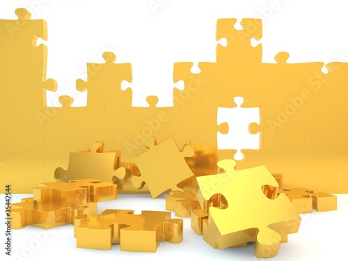 A gold wall against a white isolated background