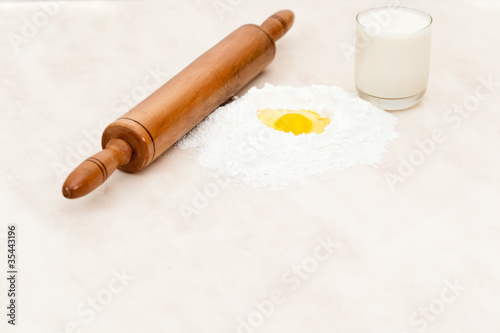 Egg and flour with roller