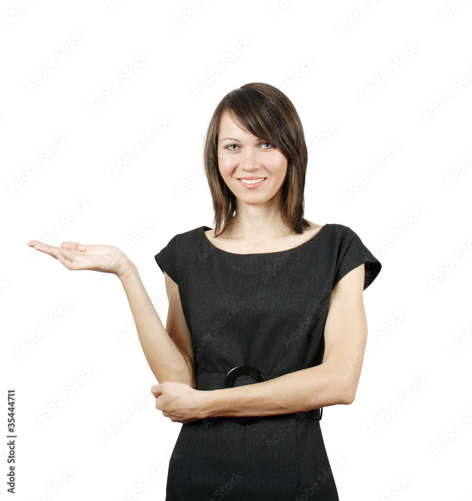 Confident woman presenting information Confident woman presenting information