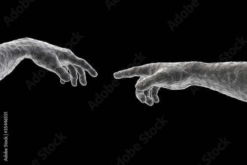 Hand Gottes unter Eletronenmikroskop photo