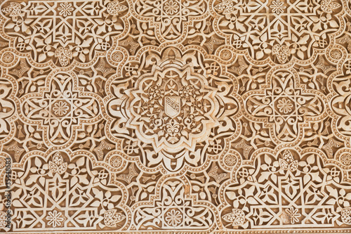 Alhambra de Granada. Arabic relief in Nasrid Palaces photo