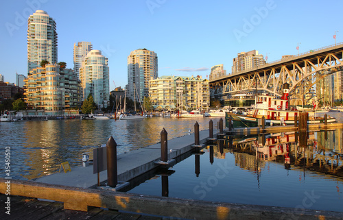 Photo Sunset in Granville island Vancouver BC Canada.