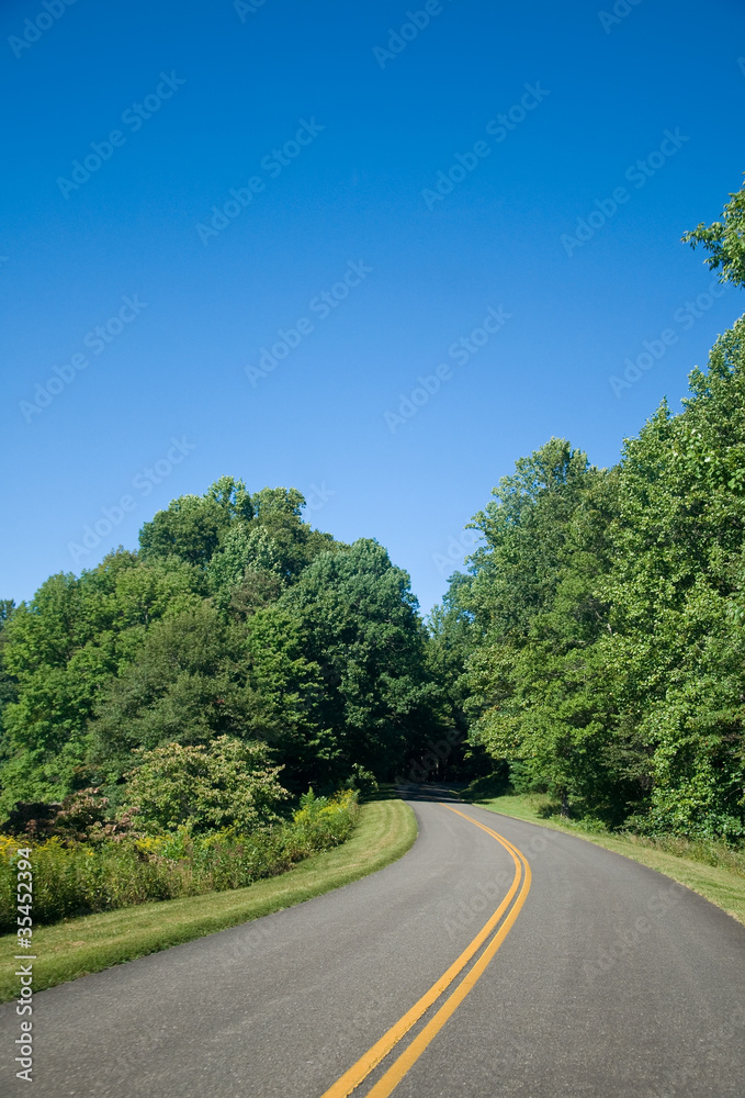 The Blue Ridge Parkway on a Clear Summer Day