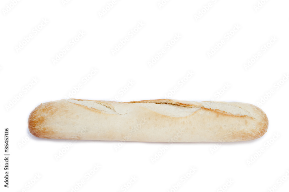 Baguette bread loaf isolated on white